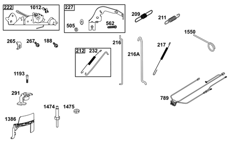 Controls Group Diagram and Parts List for 44N877-0019-G1 400000 - 699999 Briggs and Stratton Engine